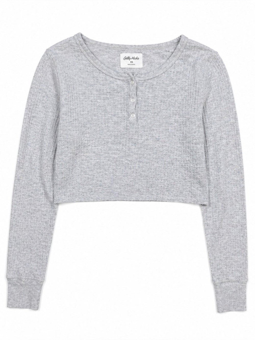 Gilly Hicks gray waffle knit long sleeve henley - Xs- gray